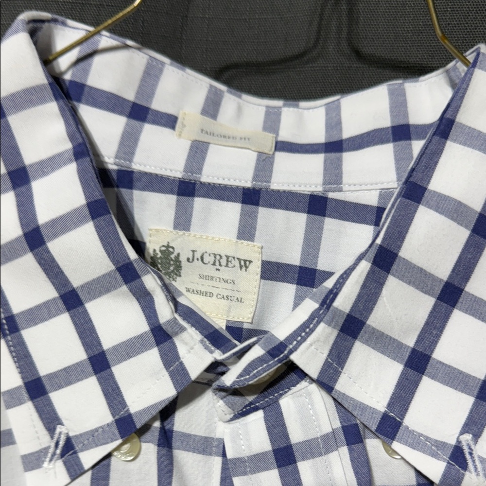 J. Crew Navy and White Plaid Button Down Shirt - Picture 2 of 2